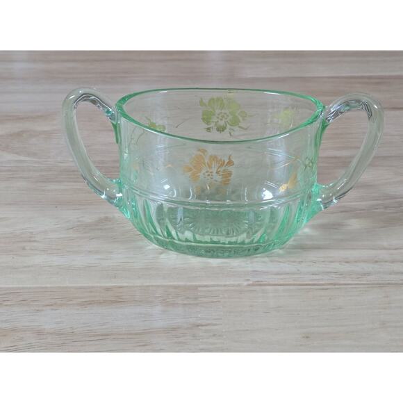 Vintage Mint Green Uranium Glass Cream & Sugar Serving Set - Picture 3 of 11